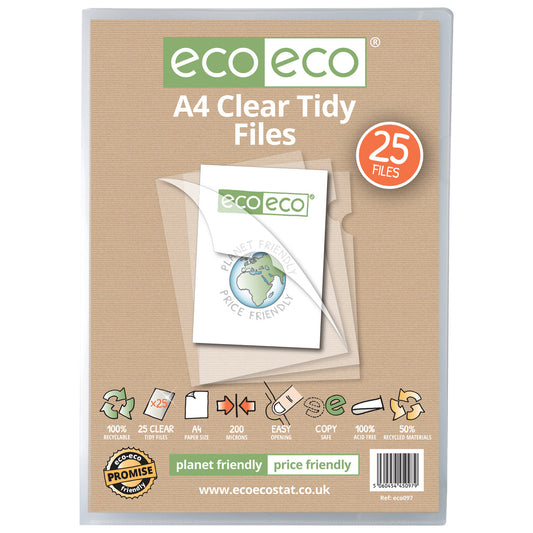 Eco A4 50% Recycled Bag 25 Clear Tidy Files