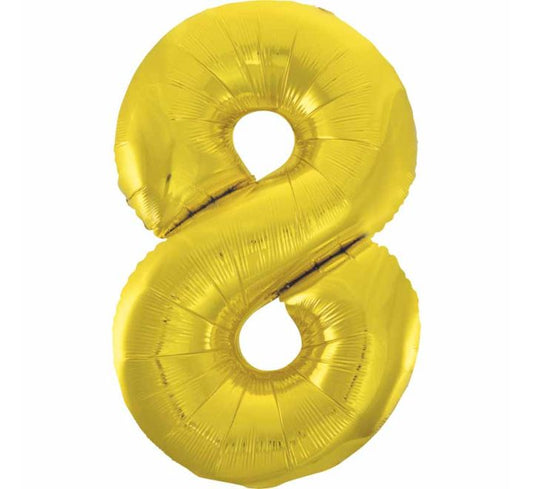 BALLON EN ALUMINIUM DORÉ CLASSIQUE CHIFFRE 8 DE 86 CM