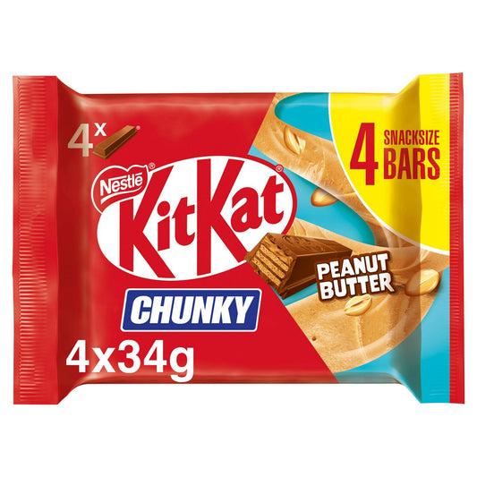 KitKat Chunky Peanut Butter Chocolate Bar Multipack x4 34g