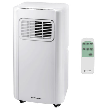 Climatiseur portable 3-en-1 Daewoo pour chambre ou bureau, unité AC 5000 BTU avec déshumidificateur et ventilateur, télécommande - Blanc