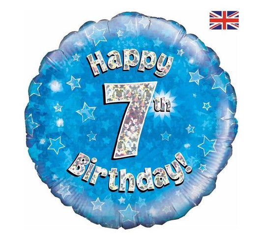 Ballon hélium holographique 18" "Joyeux 7e anniversaire" Oaktree