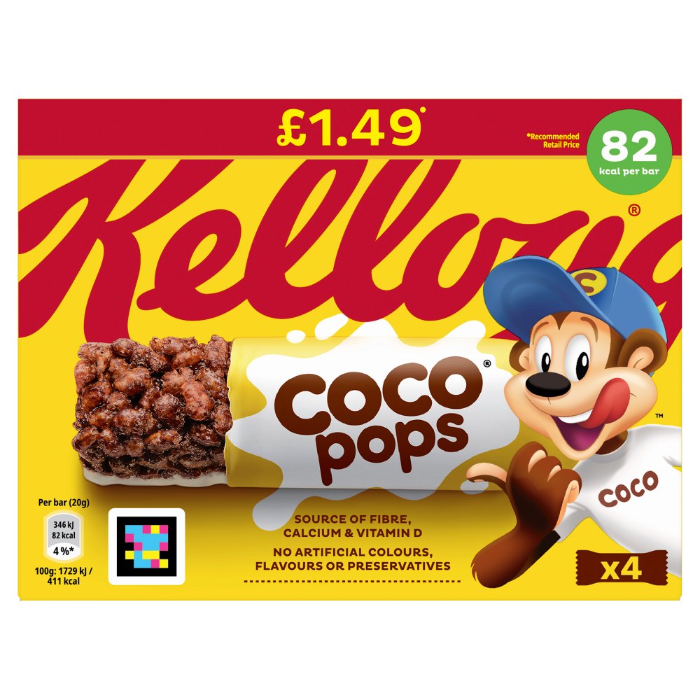 Kellogg's Coco Pops Breakfast Cereal Bars 4 Pack PMP £1.49