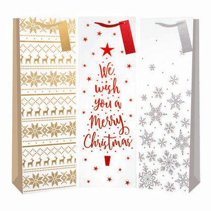 SAC BOUTEILLE DE NOËL DE LUXE BLANC PAYS DES MERVEILLES FESTIF Assorti