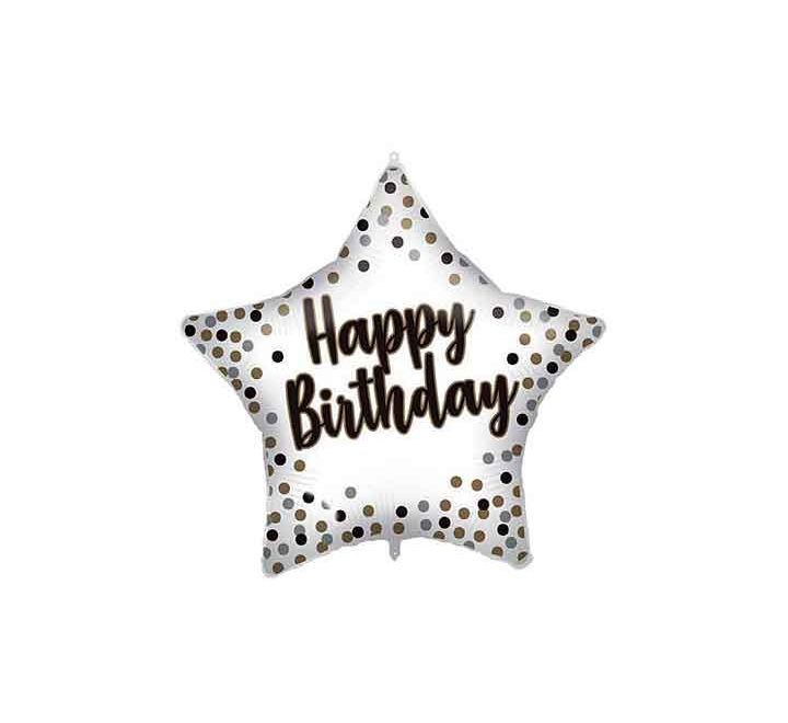 BALLON ALUMINIUM ÉTOILE JOYEUX ANNIVERSAIRE 18 POUCES