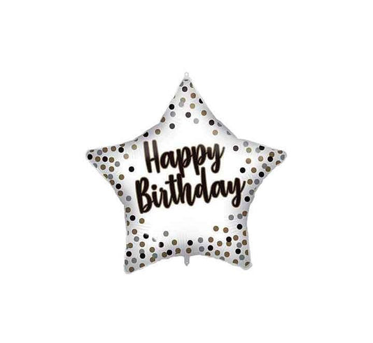 BALLON ALUMINIUM ÉTOILE JOYEUX ANNIVERSAIRE 18 POUCES