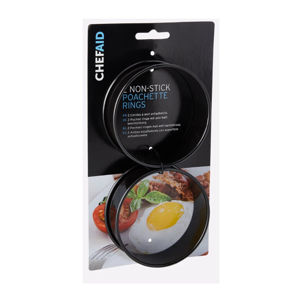 Chef Aid 2 Non-Stick Metal Egg Poachette Rings Fry Pan Pancake Mould Cooking