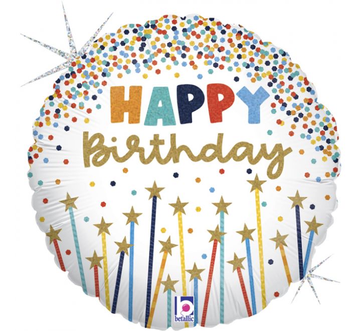 18in BIRTHDAY STAR CANDLES FOIL BALLOON