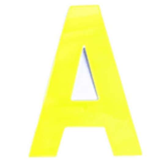 Lettre A adhésive en vinyle jaune réfléchissant (75 mm)