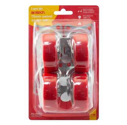Amtech 4 Piece swivel castor set (200kg load)