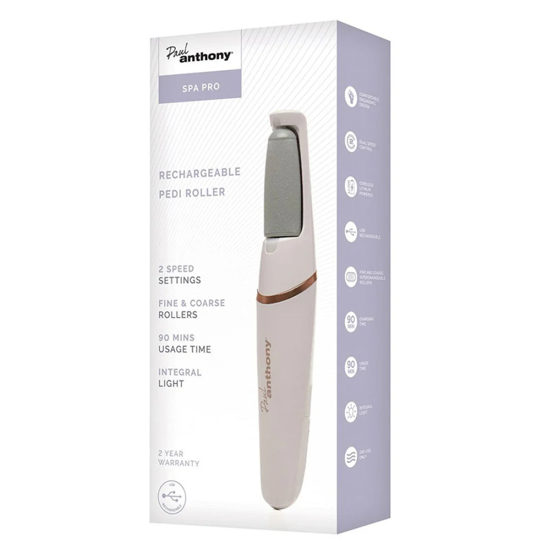 Paul Anthony 'spa Pro' Lithium Rechargeable Pedi Roller Foot Care