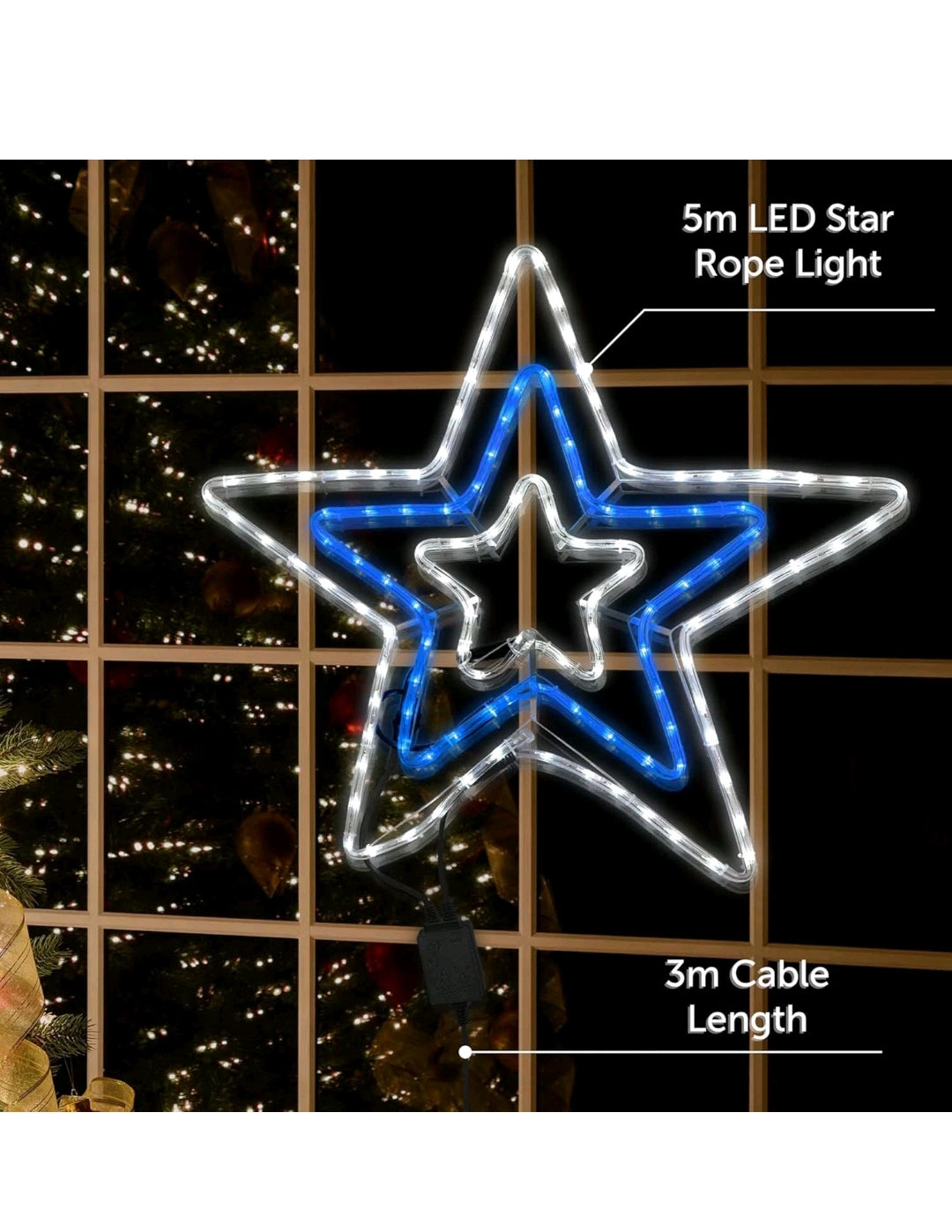 Christmas Workshop LED Lights 120 Blue & White 5M Star Flashing Rope Xmas Decoration