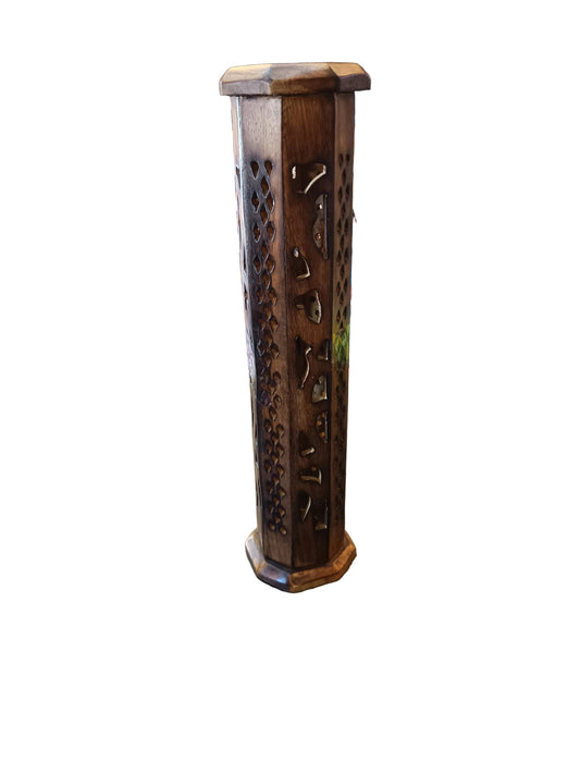 WOODEN INCENSE HOLDER TOWER / STORAGE BOX