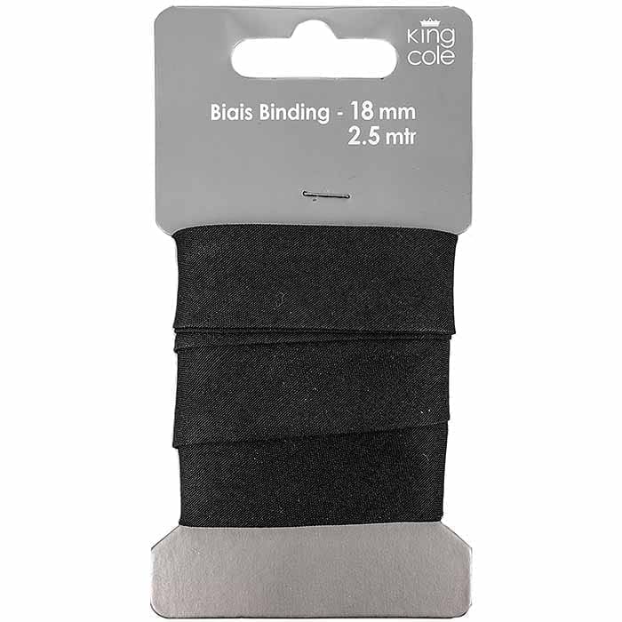 KING COLE Bias Binding – Black (18mm x 2.5m)