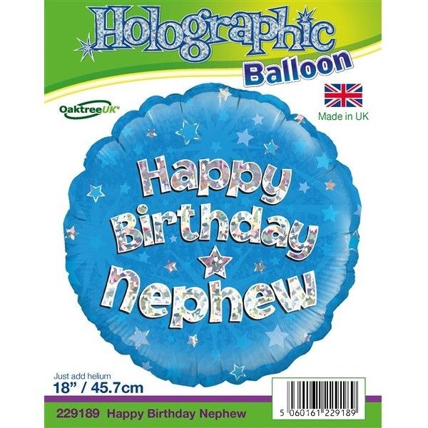 BALLON ALUMINIUM "JOYEUX ANNIVERSAIRE NEVEU 18 ANS" 45 CM