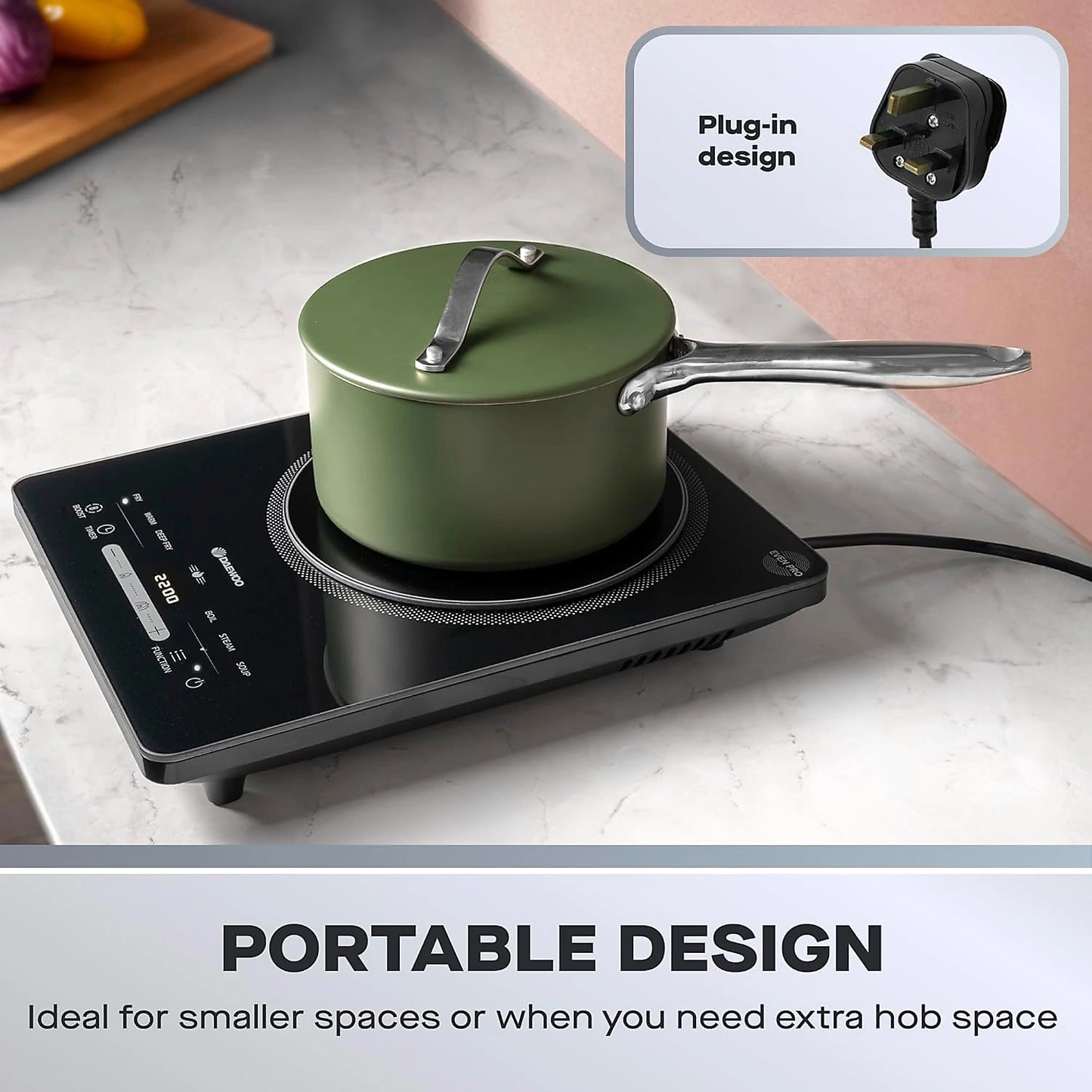 Table de cuisson à induction Daewoo 2200W, une plaque de cuisson autonome, compacte, à poser