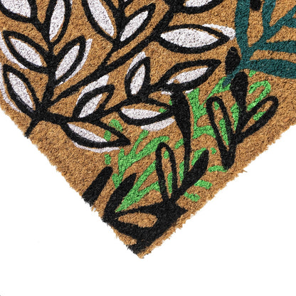 Eco-Friendly Latex Backed Coir Doormat, 40x60cm - Leaves