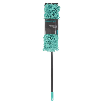 Serpillière plate extensible JVL en chenille super absorbante, turquoise/grise