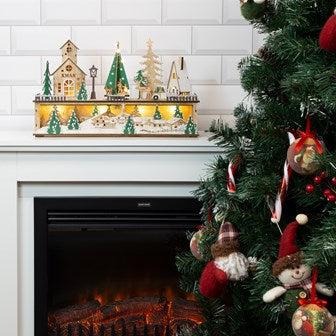 The Christmas Workshop LED Musical Wooden Christmas Village Scene Decoration