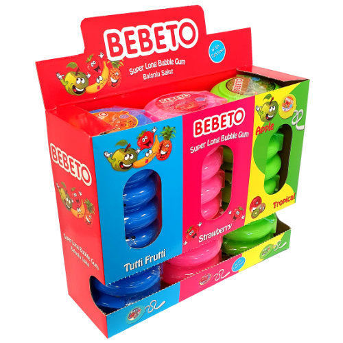 Bebeto 1m Bubblegum Rolls Tutti Frutti , Strawberry, Sour Apple Flavor