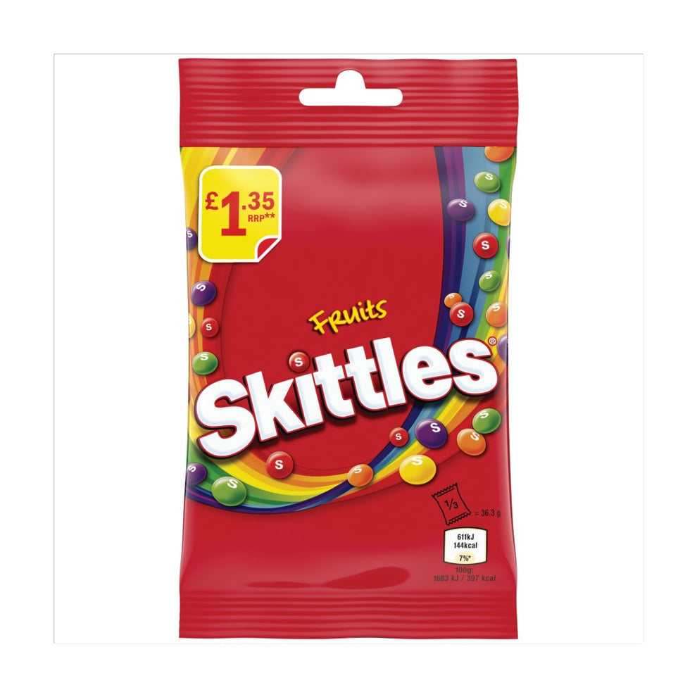 Skittles Bonbons Végétaliens Moelleux Arôme Fruits Sachet Gourmandise 1,35 £ PMP 109g