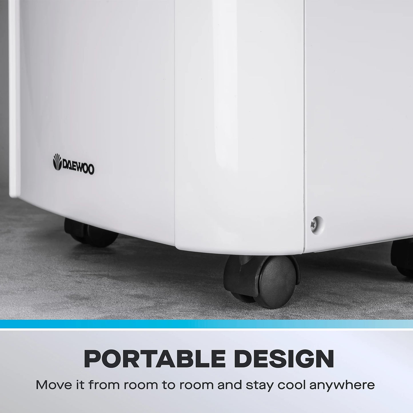 Climatiseur portable 3-en-1 Daewoo pour chambre ou bureau, unité AC 5000 BTU avec déshumidificateur et ventilateur, télécommande - Blanc