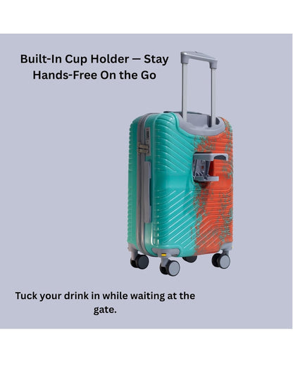 CBA Cabin Luggage – 56cm Lightweight Suitcase (50cm Without Wheels, Airline Compliant) Blue & Orange