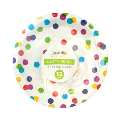 Jaunty 9 Inch Confetti Print Paper Plates 12pcs