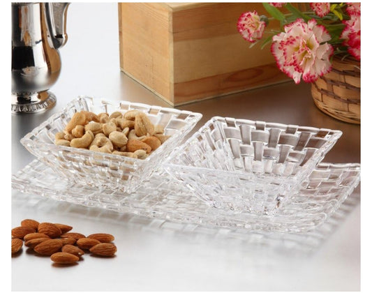 Cristal Collection CAPRI 3pc Entertaining Set 1pc RECTANGULAR PLATTER + 2pc SQUARE BOWL
