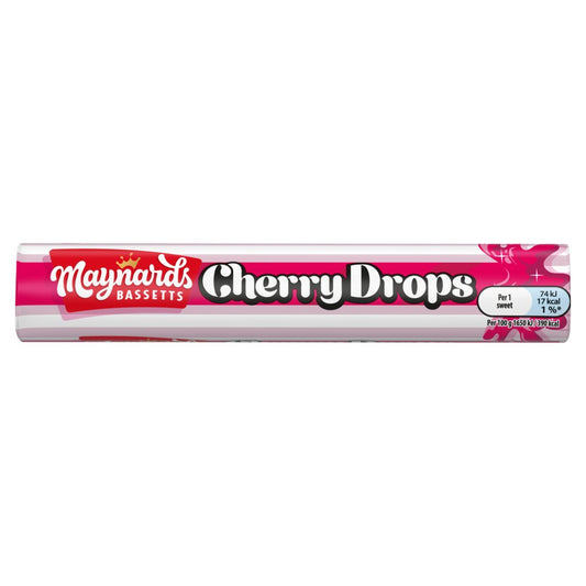Maynards Bassetts Cherry Drops Sweets Roll 45g