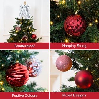 The Christmas Workshop 12PK Shatterproof Large Baubles -Red