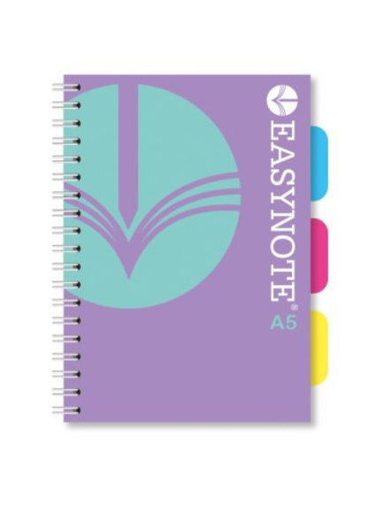 Easynote Project Book- A5 Twin Wiro PP Cover-200 Page Assorted Colours