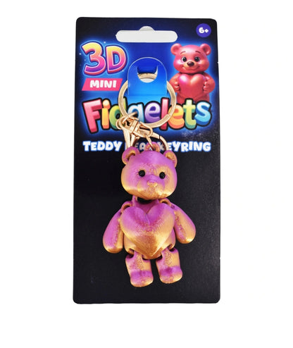 Fidgelets 3D Mini Teddy Keyrings Assorted Colours