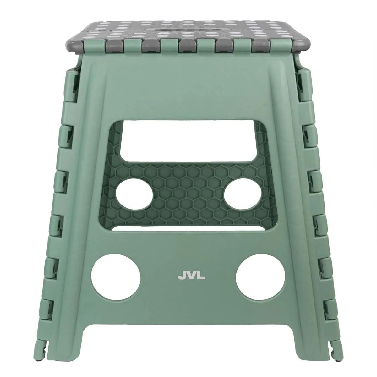 JVL Large Folding Step Stool - Heavy-Duty, Kitchen, Bathroom, Multi-Purpose - Green