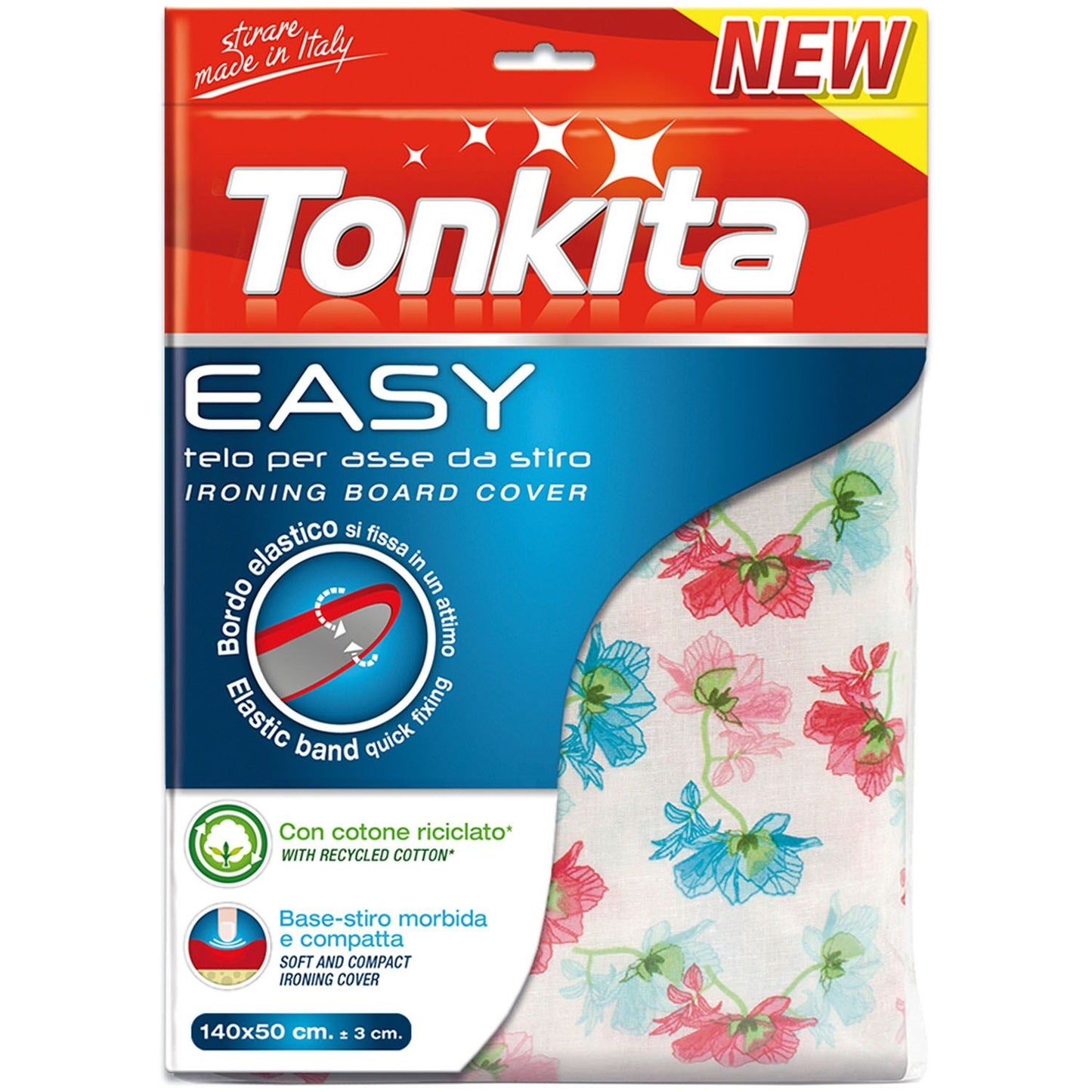 Tonkita Easy Recycled Cotton Ironing Board Cover for Boards Up to 132 x 42 cm