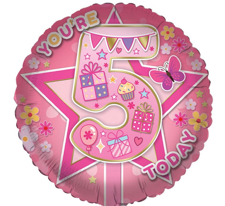 18in AGE 5 FEMALE FOIL BALLOON