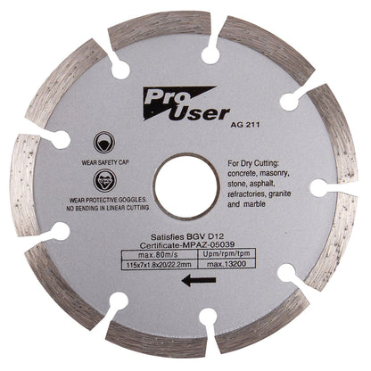 PRO-USER 115mm DIAMOND CUTTING DISC- DRY