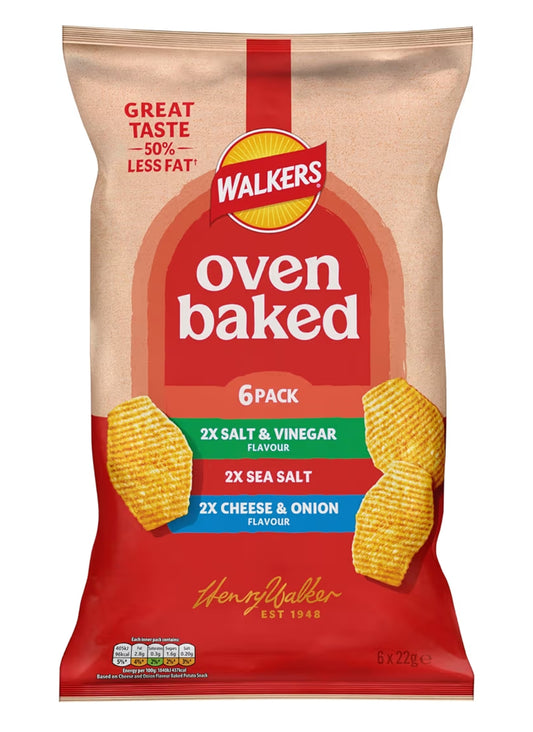 Walkers Oven Baked Variety Pack Crisps 6 x 22g
