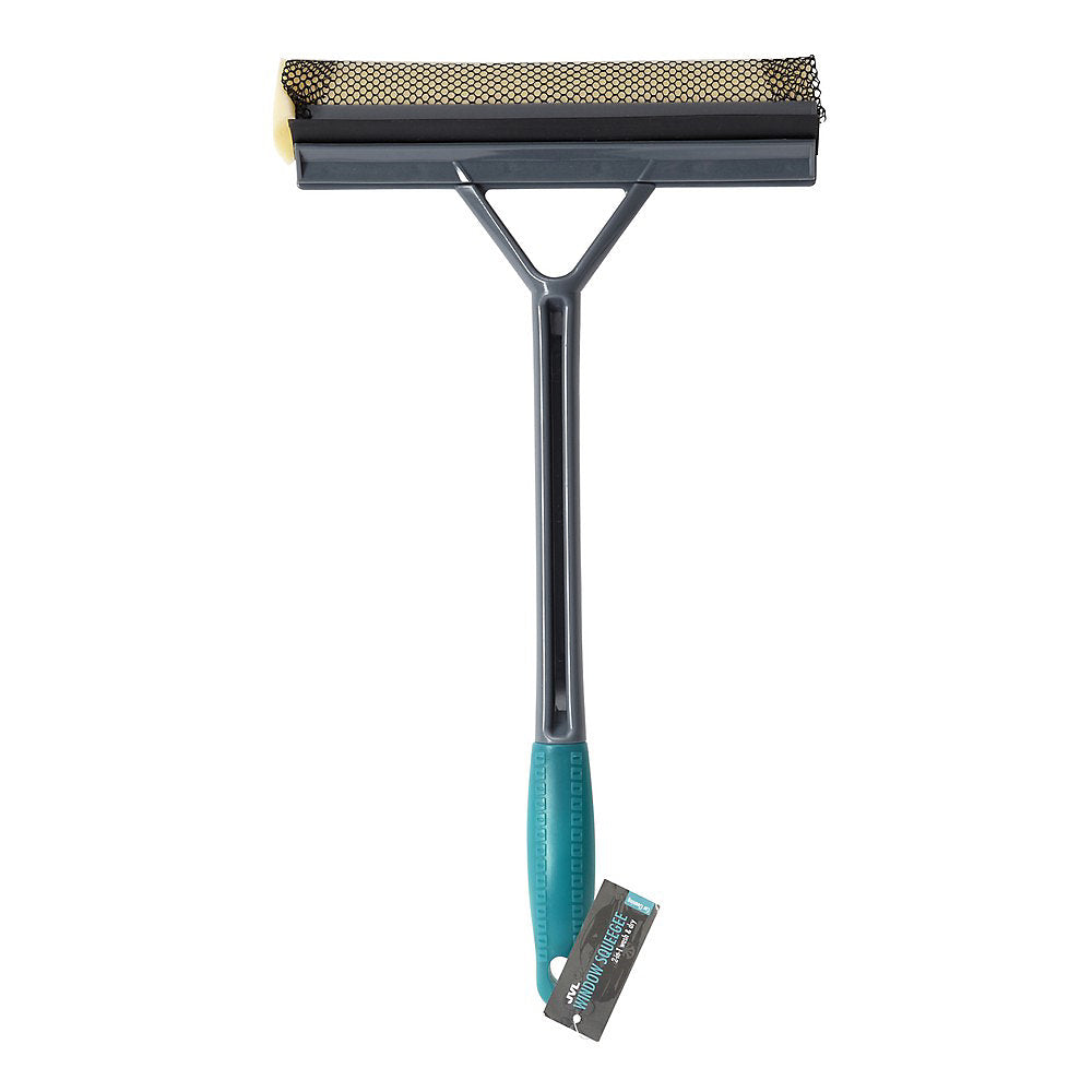 JVL Car Care Cleaning Range, Window Squeegee with Sponge, Plastic and Rubber, Teal and Grey