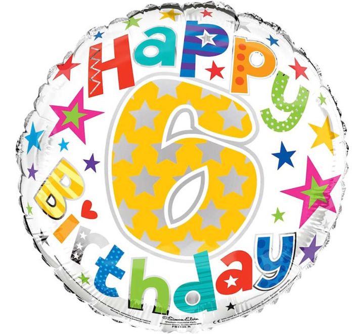 Simon Elvin 18IN AGE 6 UNISEX FOIL HELIUM BALLOON