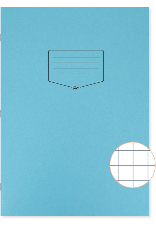 Silvine Tough Shell A4+ Exercise Book, 80 Pages 10mm Squares, Blue Laminated Cover