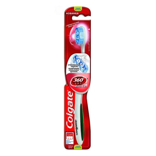 Brosse à dents Colgate 360 Optic White - Moyenne - Verte