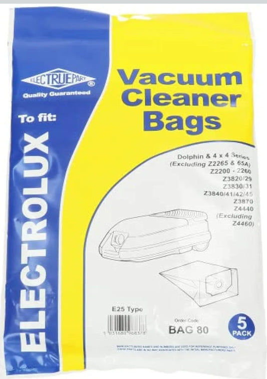 Sacs pour aspirateur Electruepart (5 unités) compatibles avec les séries Electrolux Dolphin et 4x4 (sac 80)