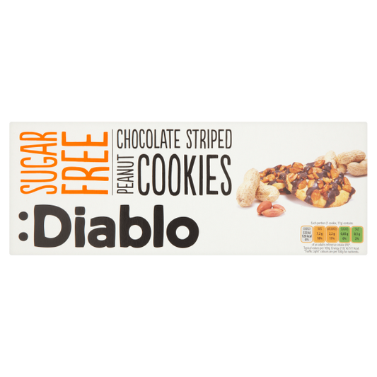 Biscuits aux cacahuètes rayés au chocolat sans sucre Diablo 150g