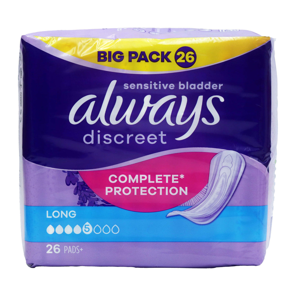 Always Discreet Incontinence Pads for Women Long Pack of 26