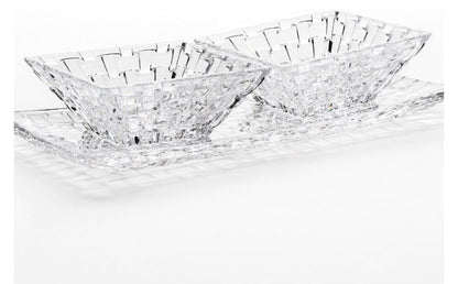 Cristal Collection CAPRI 3pc Entertaining Set 1pc RECTANGULAR PLATTER + 2pc SQUARE BOWL