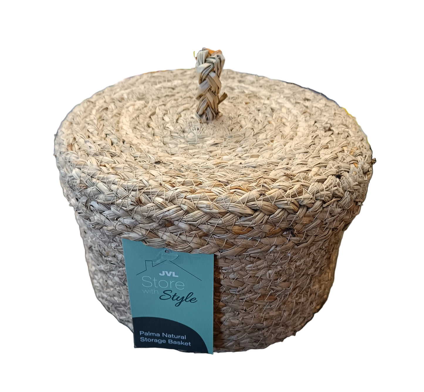 Paniers de rangement ronds naturels Palma avec couvercles H12 x Dia 20cm