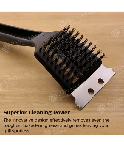 Kingfisher BBQ Brush BBQ Bristle Cleaner Brush with Metal Scraper for Barbecues