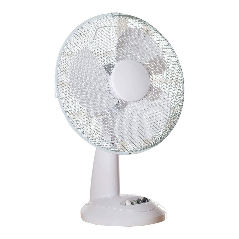 Daewoo 12 Inch Oscillating Desk Fan 3 Speed Settings 40W – White