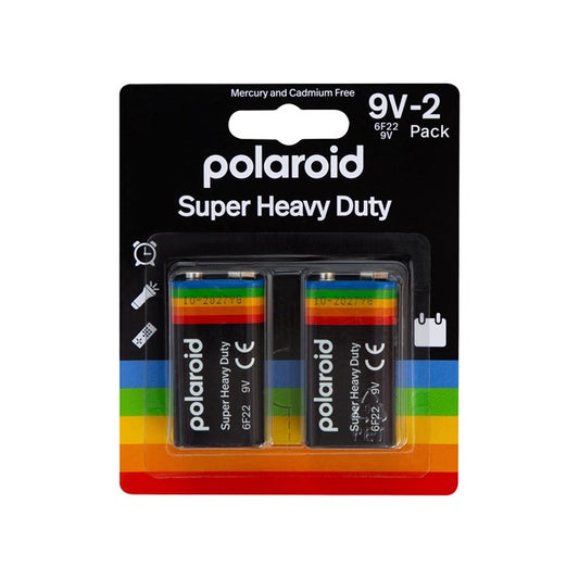 POLAROID 9V  HEAVY DUTY BATTERIES MERCURY & CADMIUM FREE BATTERIES (2PK)