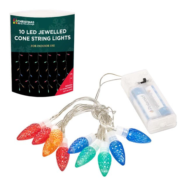 GUIRLANDE DE 10 CÔNES LUMINEUX DE NOËL À LED BIJOUX pour usage intérieur